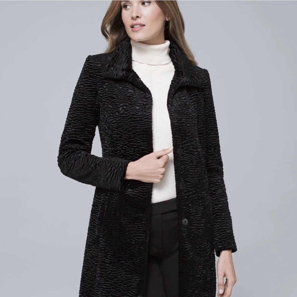 White House Black Market - Persian Faux Fur Coat/Jacket - Black - Size XS
